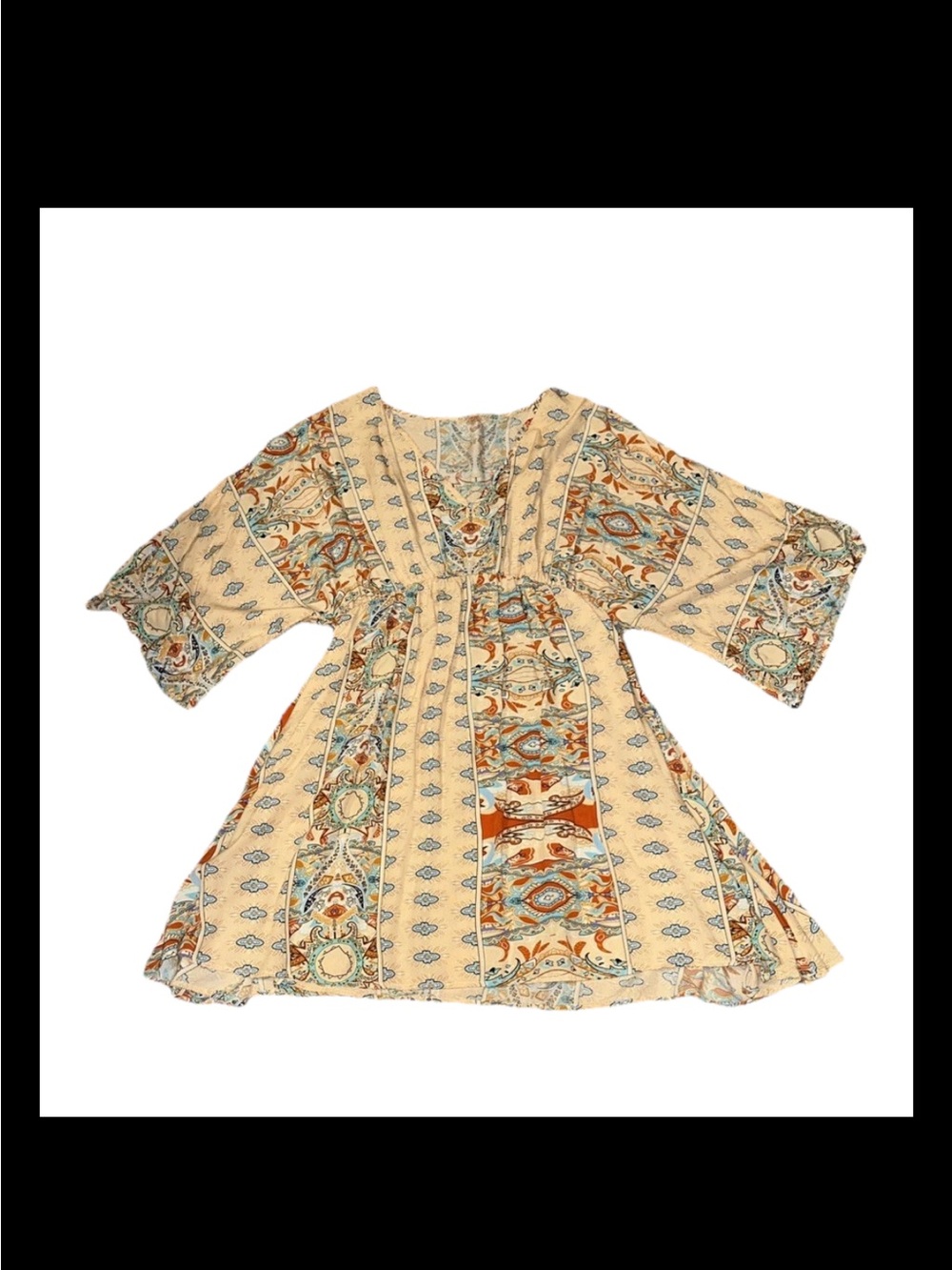Boho Cream Floral Print Tunic